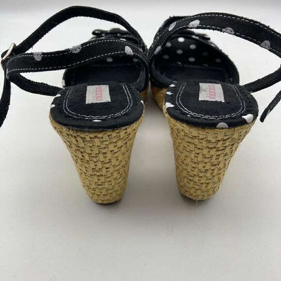 Xhilaration Polka Dot Wedge Sandals Black/White Color Size 7 - Picture 4 of 9